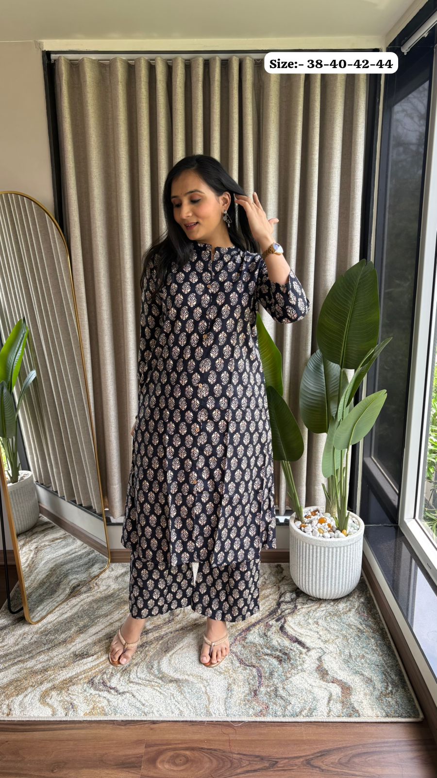 Hooriya fashions - AJRAKH PRINT GAMTHI COTTON FABRIC 2pc Kurti