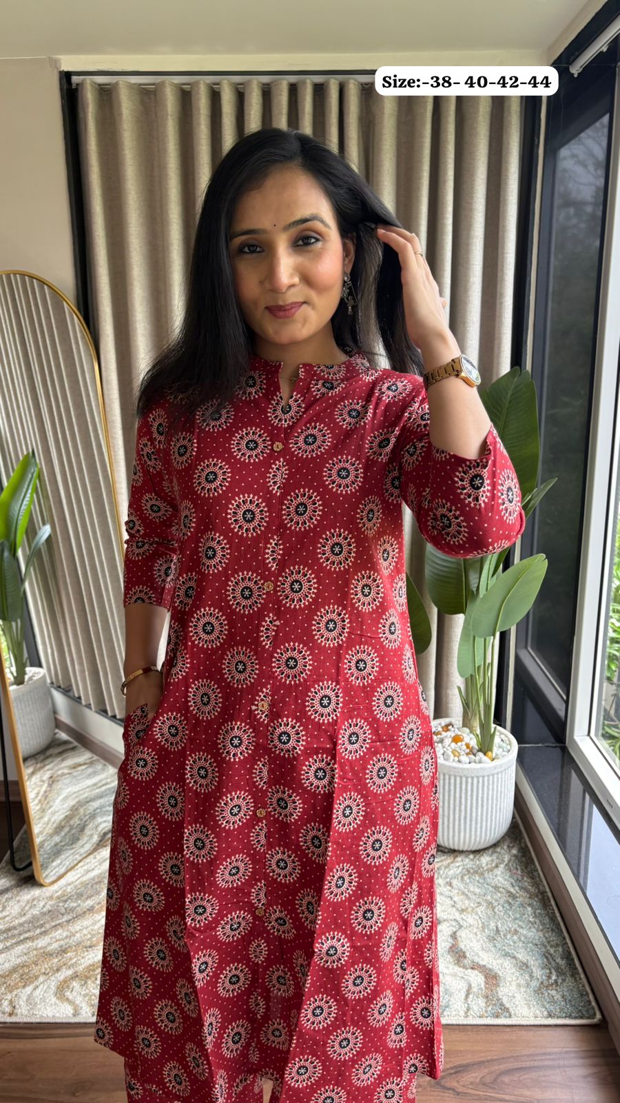 Hooriya fashions - AJRAKH PRINT GAMTHI COTTON FABRIC 2pc Kurti