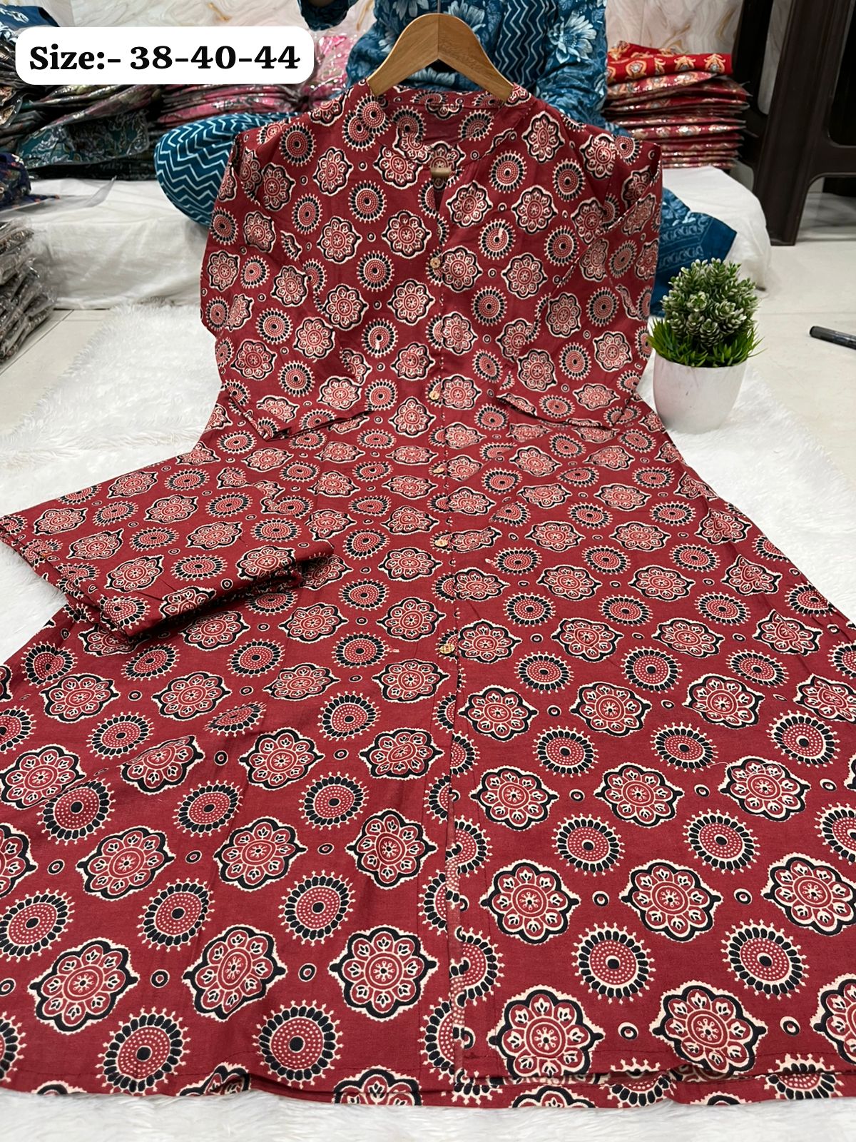 Hooriya fashions - AJRAKH PRINT GAMTHI COTTON FABRIC 2pc Kurti