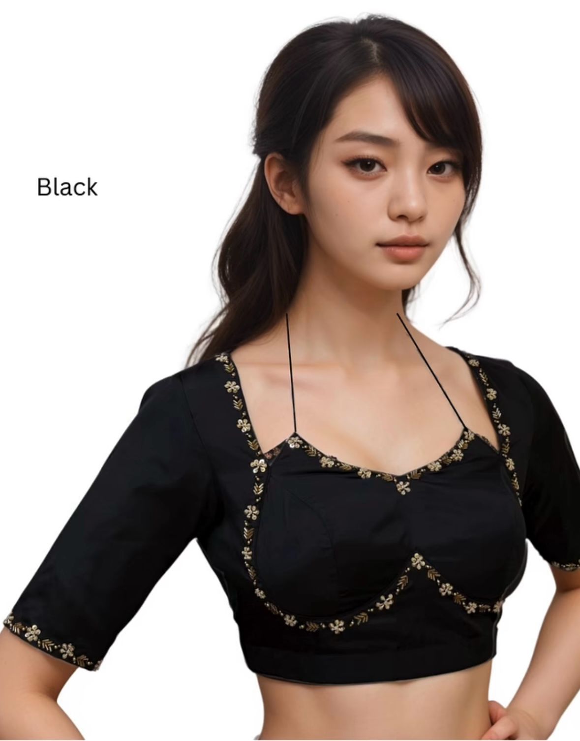 Hooriya fashions - A beauty of golden handwork work with colourful thread and sequence all over blouse