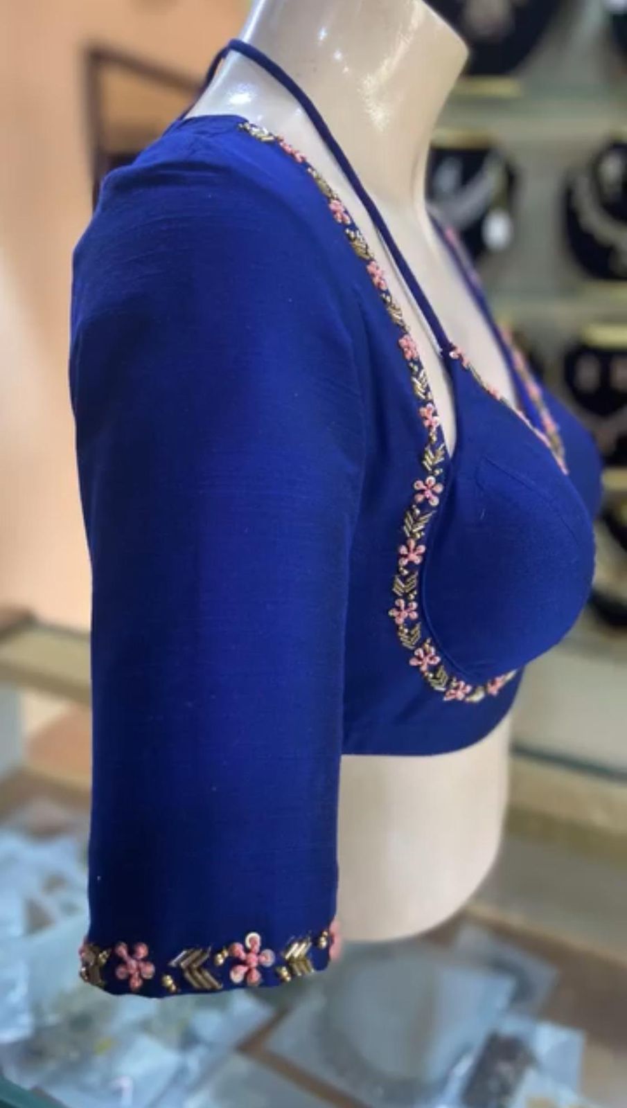 Hooriya fashions - A beauty of golden handwork work with colourful thread and sequence all over blouse