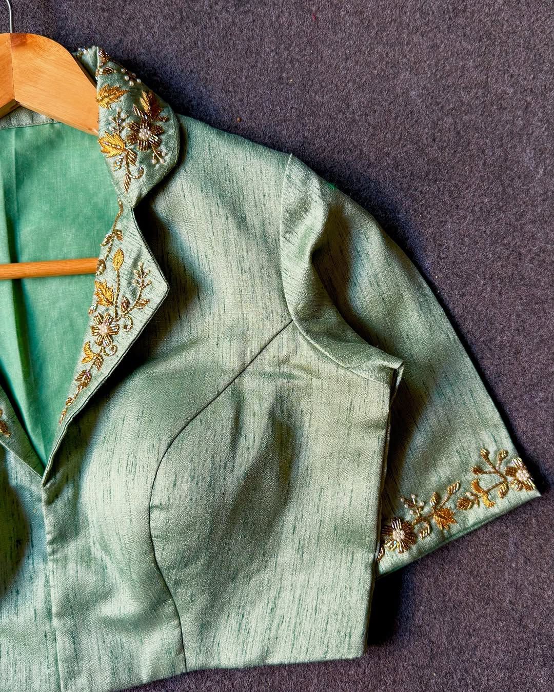 Hooriya fashions - Beautiful handwork all over back nd sleves with designer handcrafted collar in blouse