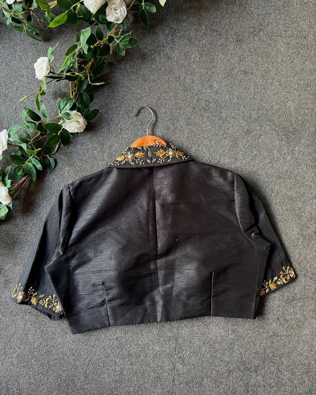 Hooriya fashions - Beautiful handwork all over back nd sleves with designer handcrafted collar in blouse