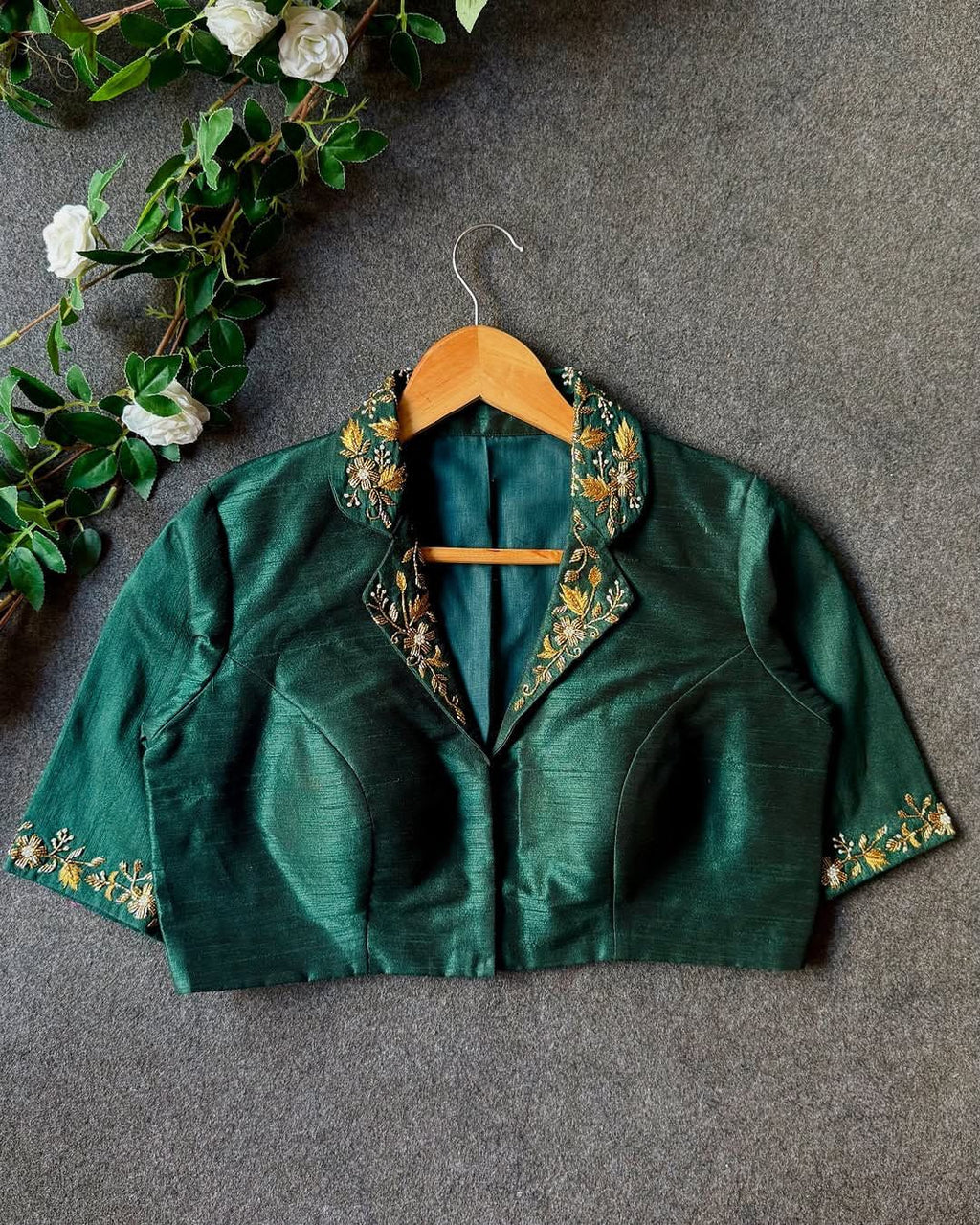 Hooriya fashions - Beautiful handwork all over back nd sleves with designer handcrafted collar in blouse
