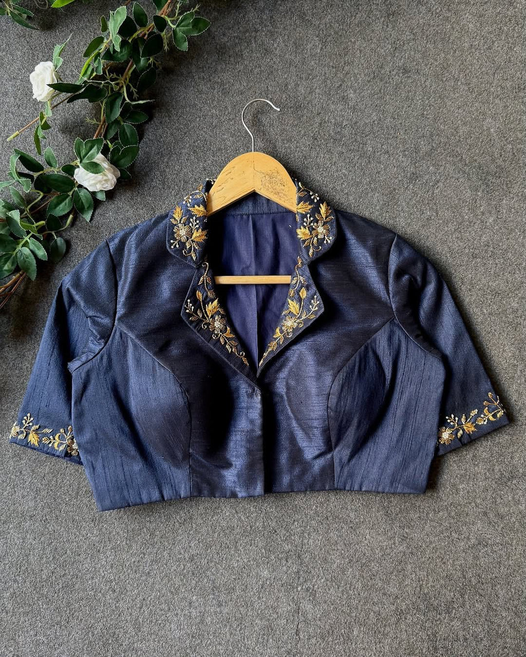 Hooriya fashions - Beautiful handwork all over back nd sleves with designer handcrafted collar in blouse