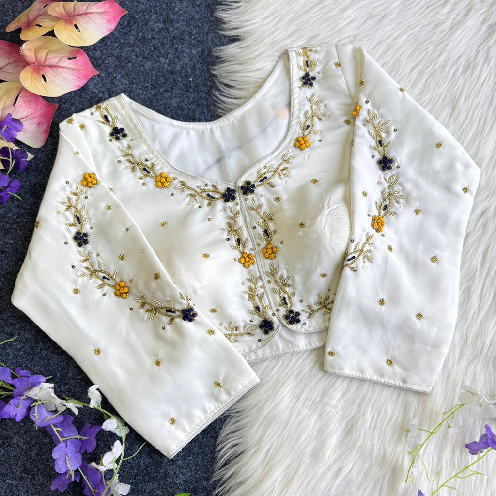 HOORIYA FASHIONS - GOLDEN HANDWORK WITH COLOURFULL THREAD AND SEQUENCE ALL OVER BLOUSE