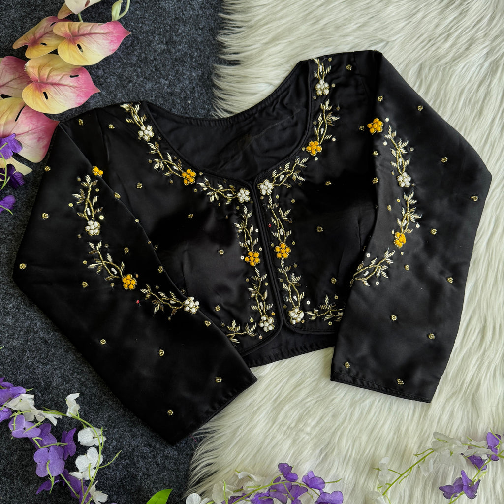 HOORIYA FASHIONS - GOLDEN HANDWORK WITH COLOURFULL THREAD AND SEQUENCE ALL OVER BLOUSE