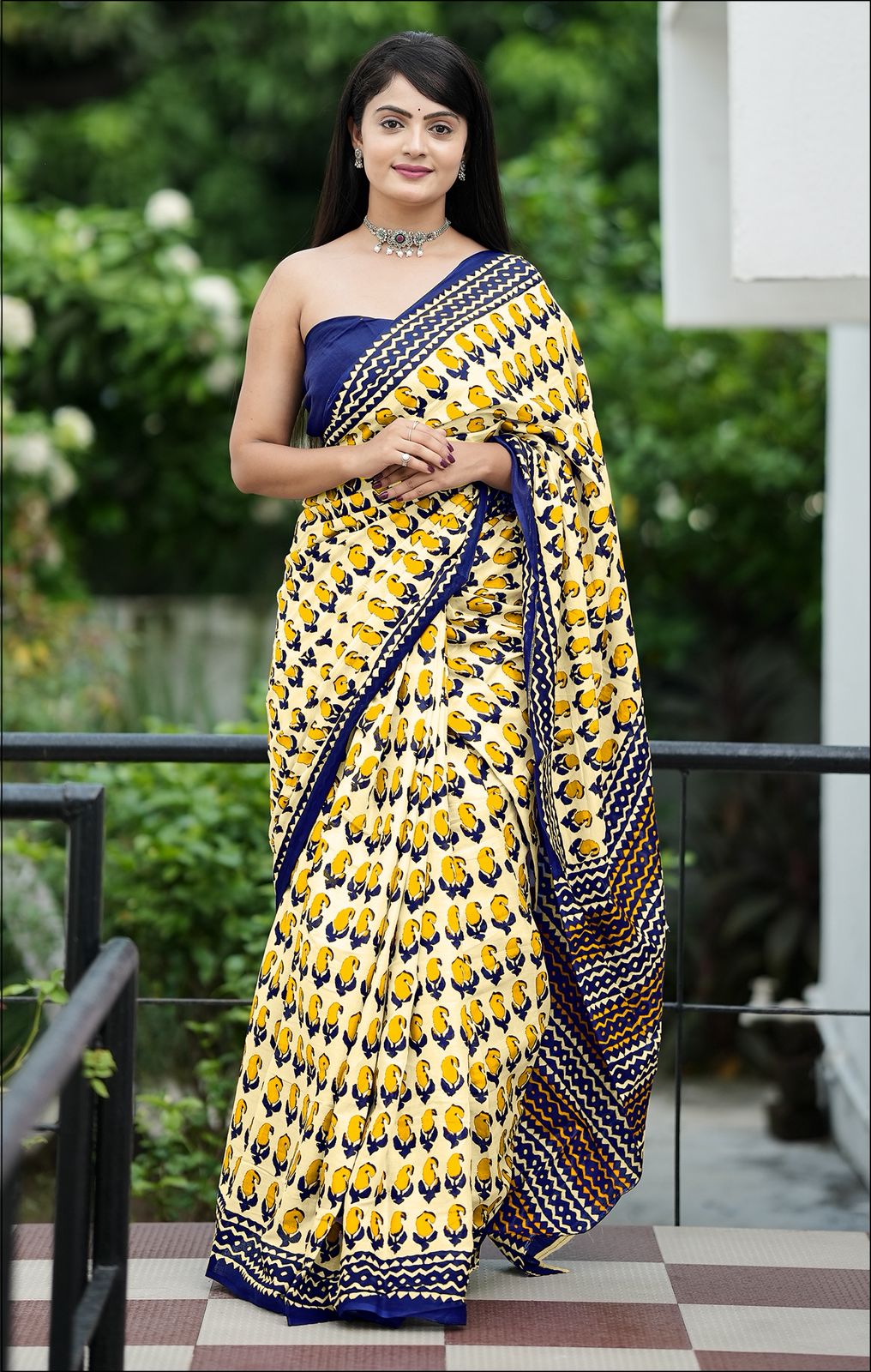 Hooriya Fashions - Jaipur Bagru Printed saree.