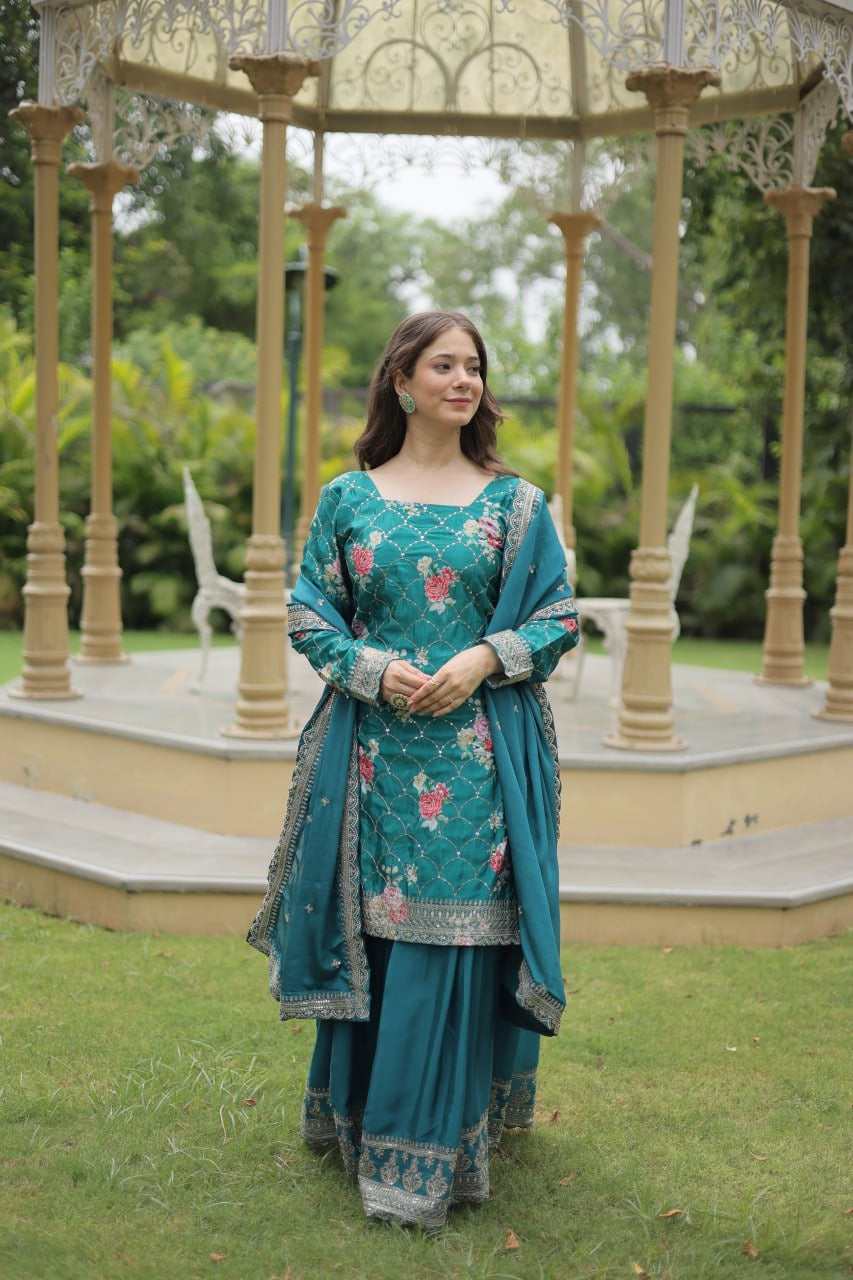 Hooriya fashions -  PREMIUM DESIGNER READYMADE KURTI-PLAZOO-DUPATTA