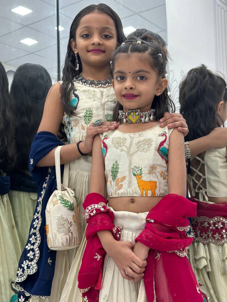 Hooriya fashions - Kids Special Embroidered Lehenga Choli with Beautiful Purce.