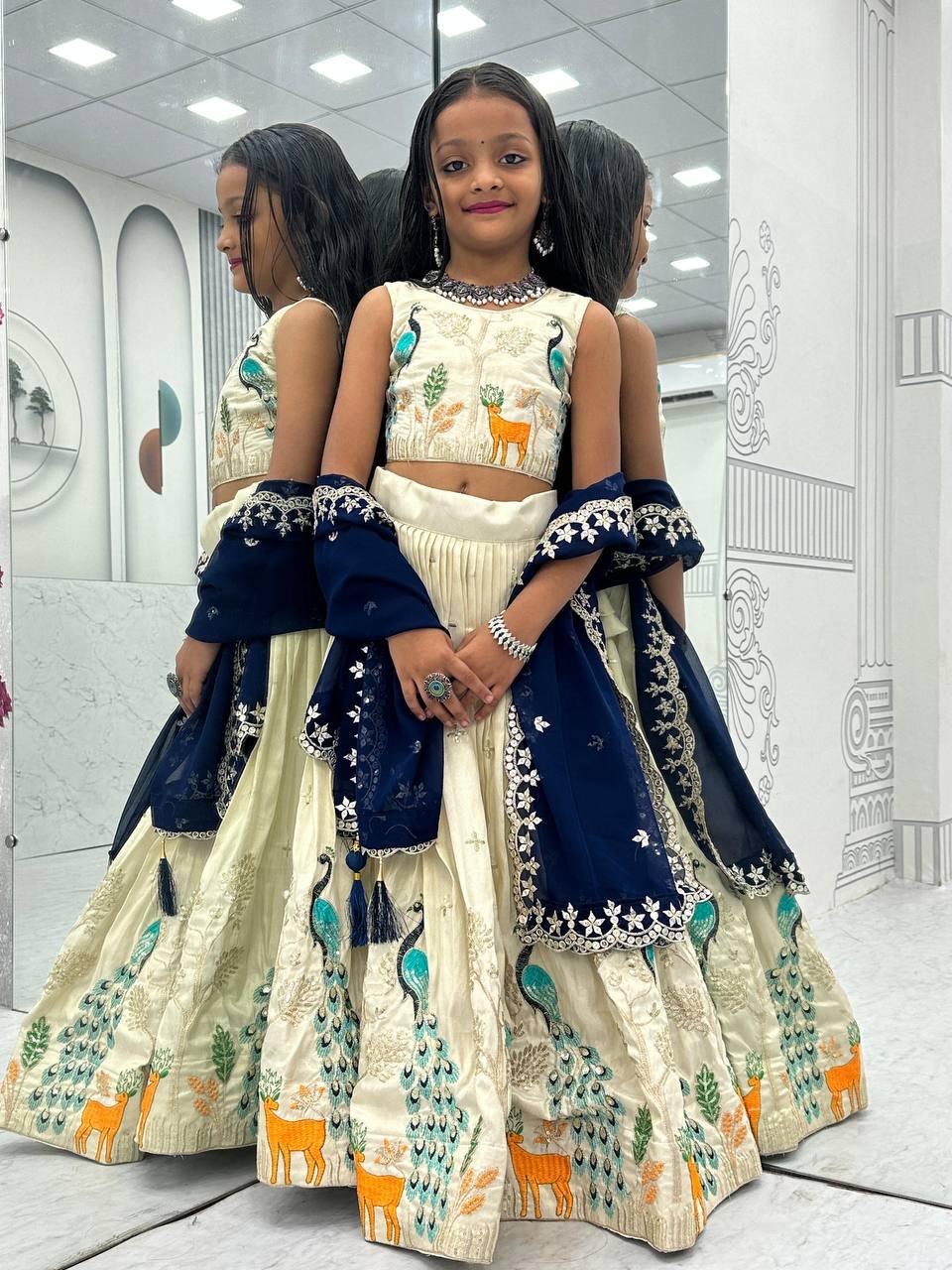 Hooriya fashions - Kids Special Embroidered Lehenga Choli with Beautiful Purce.