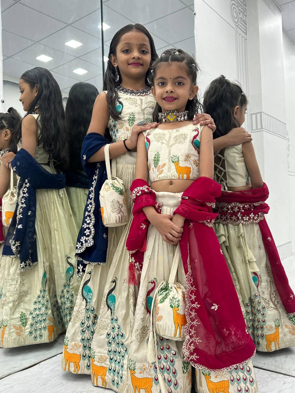 Hooriya fashions - Kids Special Embroidered Lehenga Choli with Beautiful Purce.