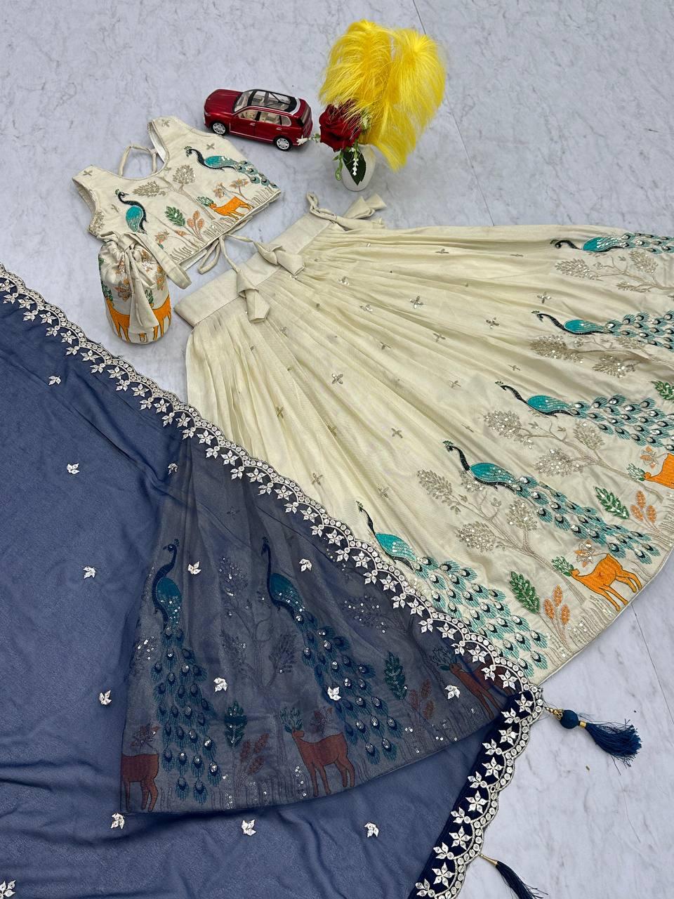 Hooriya fashions - Kids Special Embroidered Lehenga Choli with Beautiful Purce.