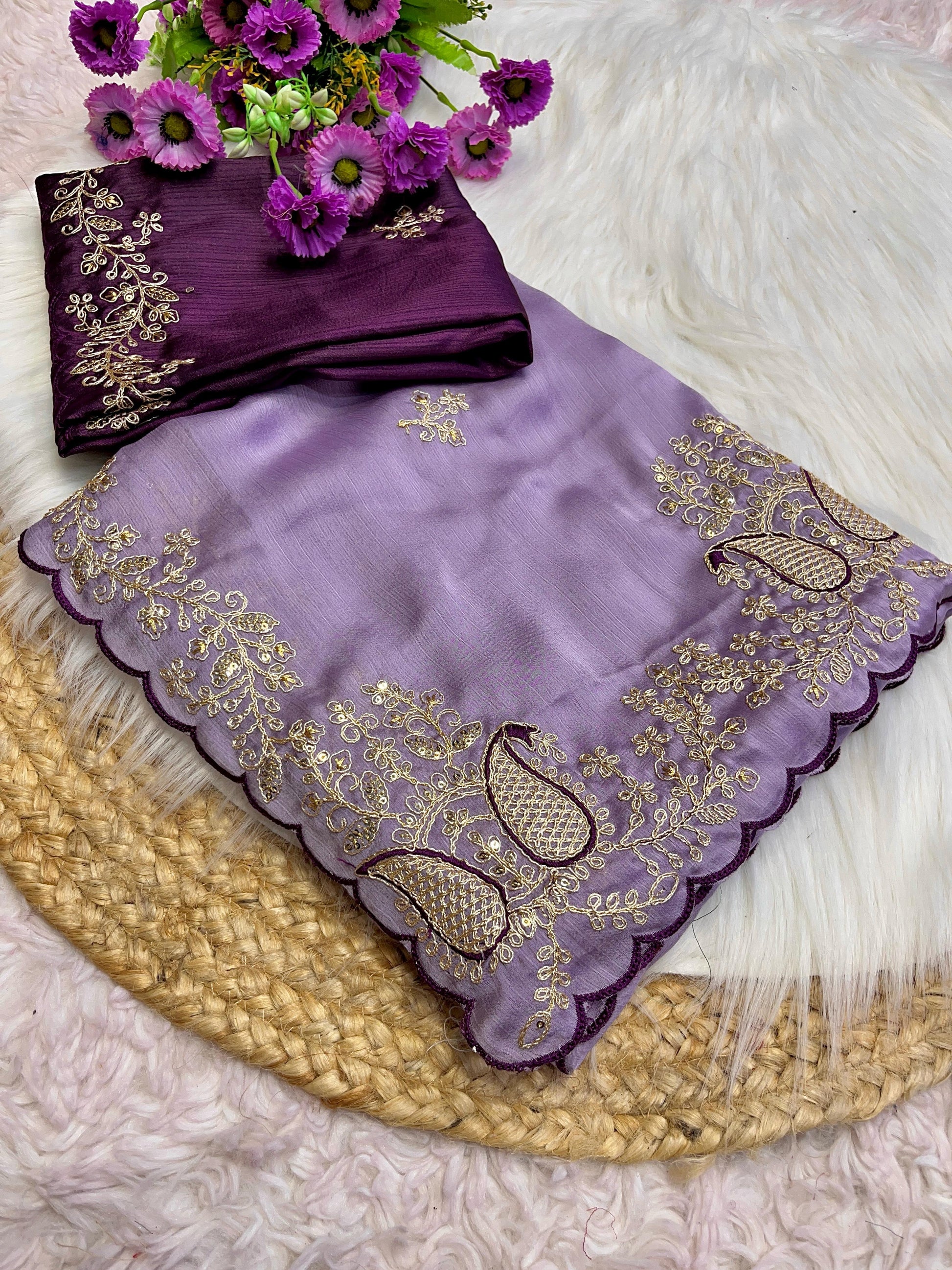Hooriya fashions -  soft satin chiffon saree