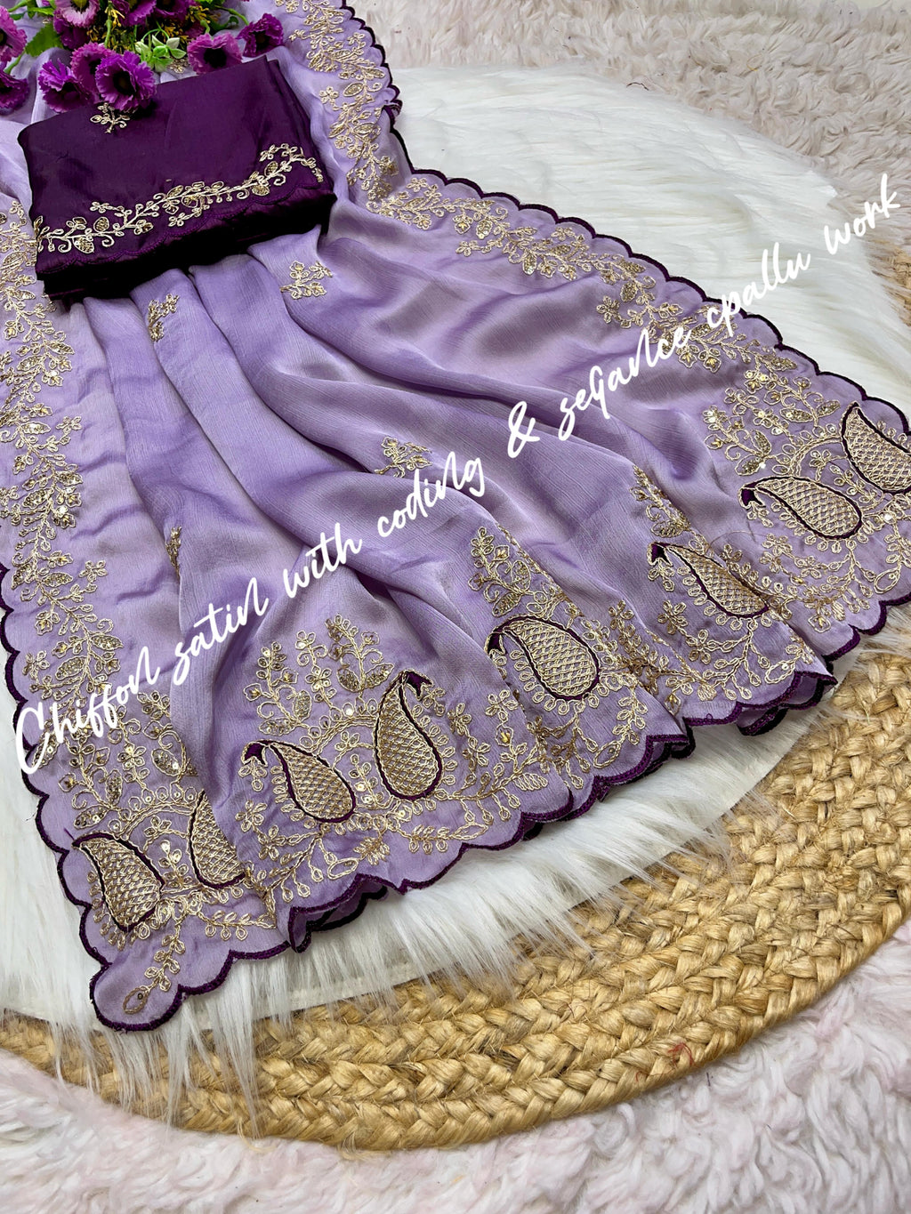 Hooriya fashions -  soft satin chiffon saree