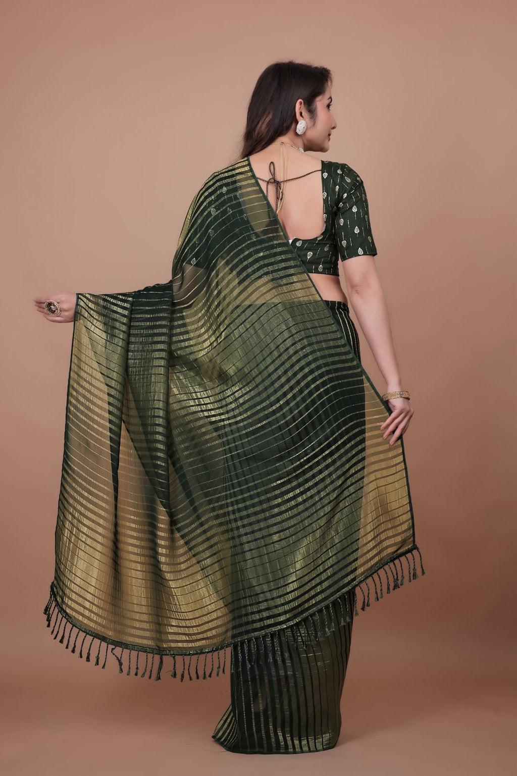 Hooriya Fashions - New premium georgette zari leheriya saree.