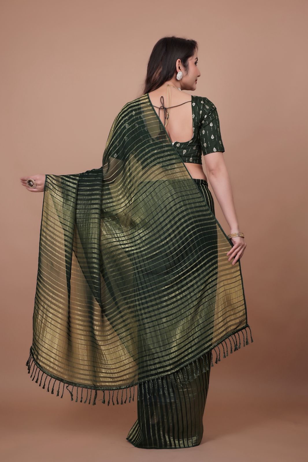 Hooriya Fashions - New premium georgette zari leheriya saree.