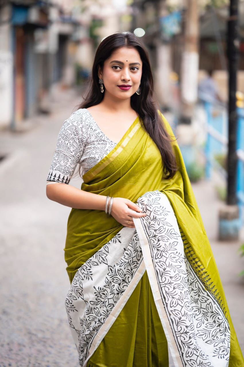 Hooriya Fashions -  soft pure chanderi cotton saree.