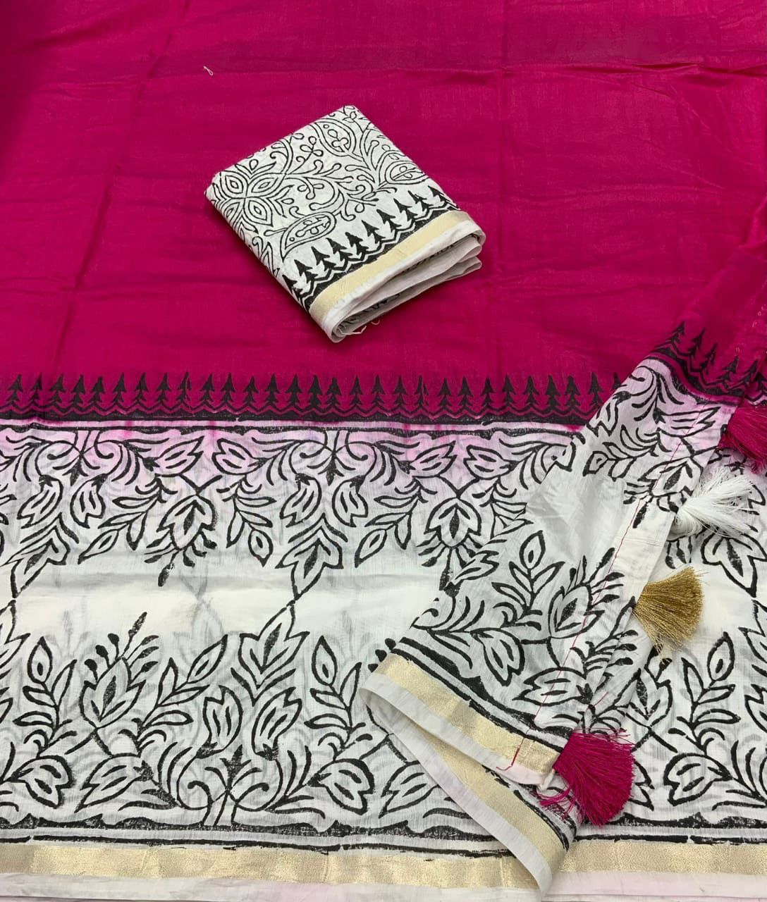 Hooriya Fashions -  soft pure chanderi cotton saree.