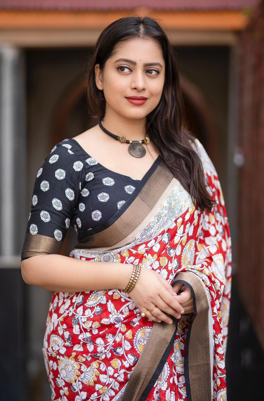 Hooriya Fashions - Fancy kalamkari printed saree.