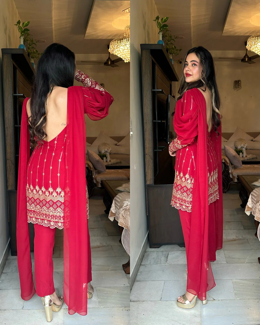 Hooriya Fashions - festive wear Top pant with Heavy Embroidery.