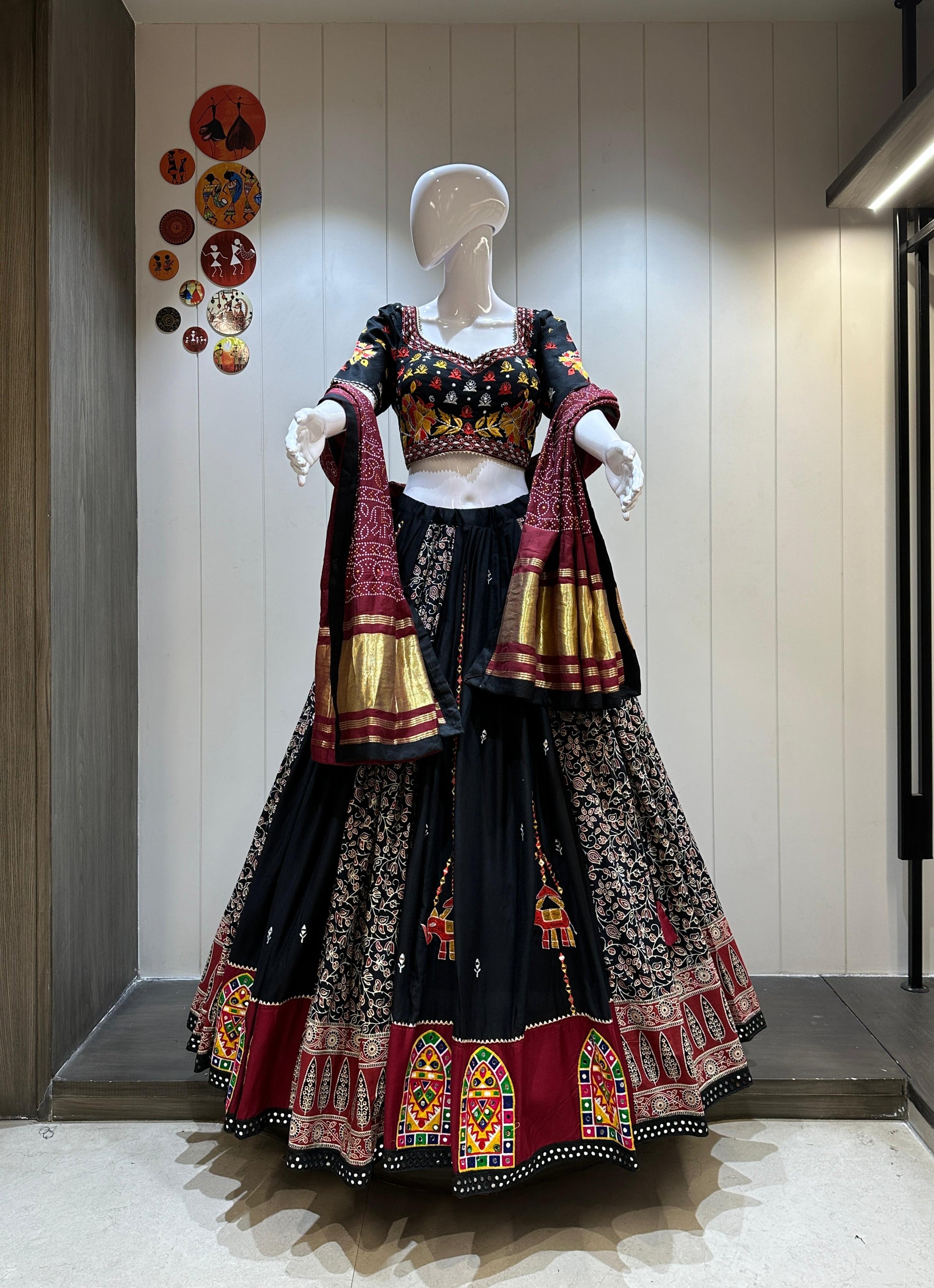 Hooriya Fashions -  Original mirror manual work in skirt and blouse