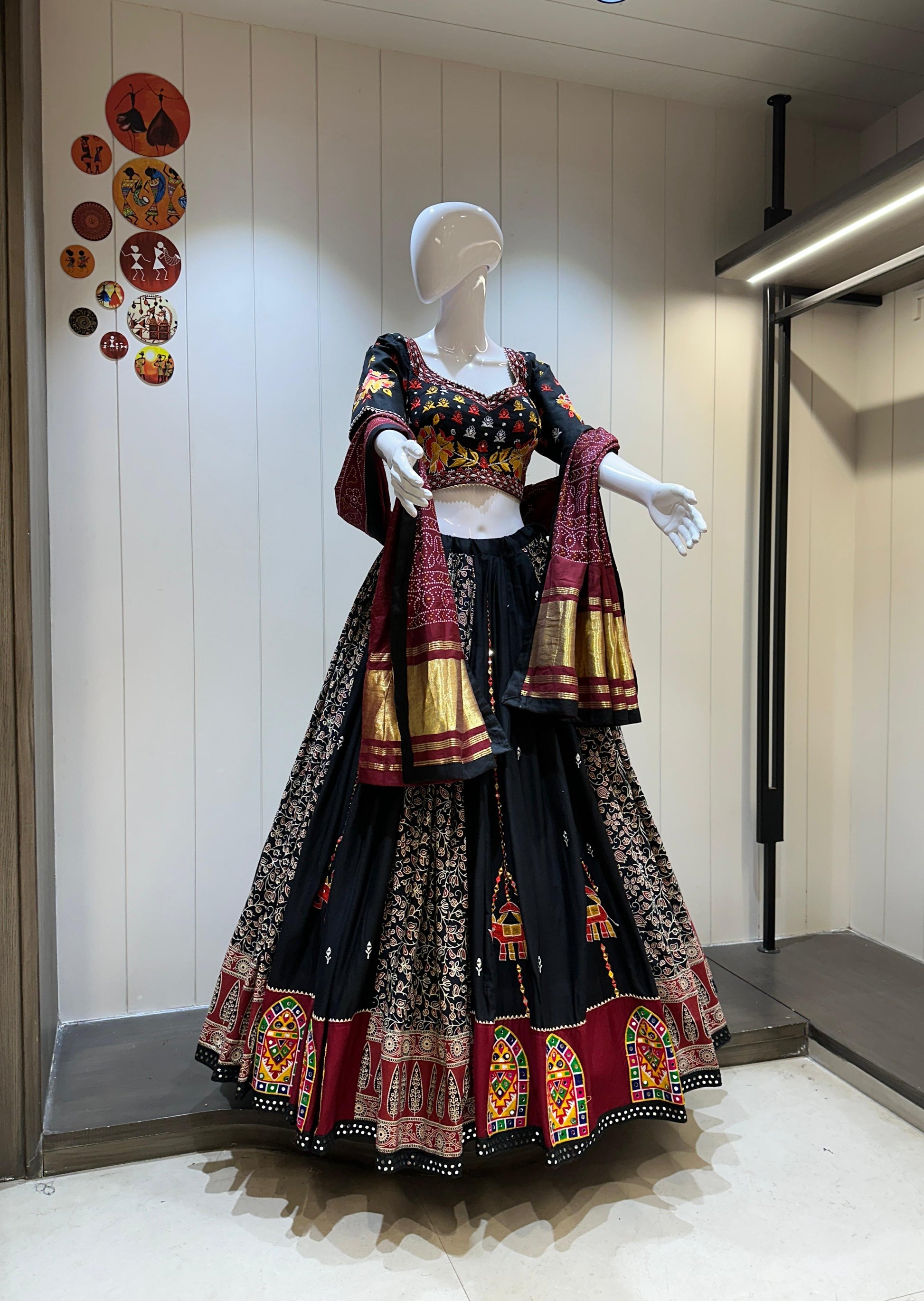 Hooriya Fashions -  Original mirror manual work in skirt and blouse