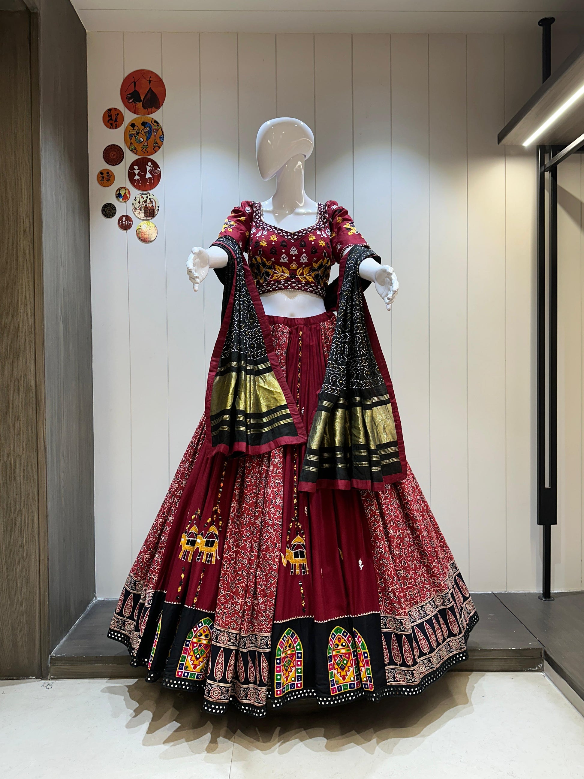 Hooriya Fashions -  Original mirror manual work in skirt and blouse