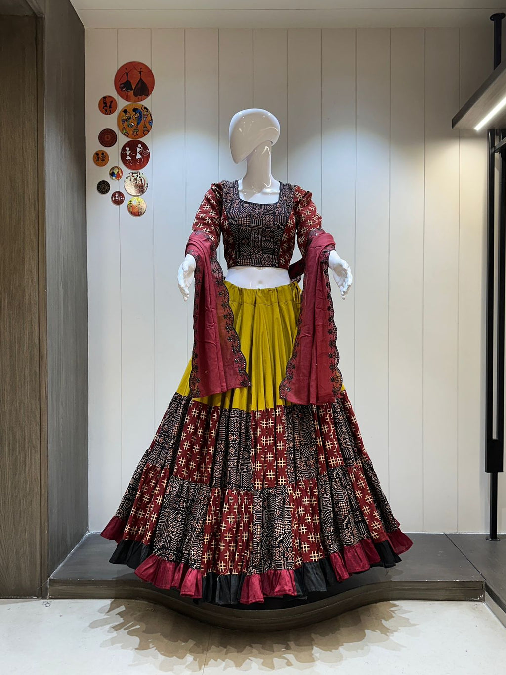Hooriya Fashions - Pure dhabu cotton chaniya choli with heavy ajrakh print skirt