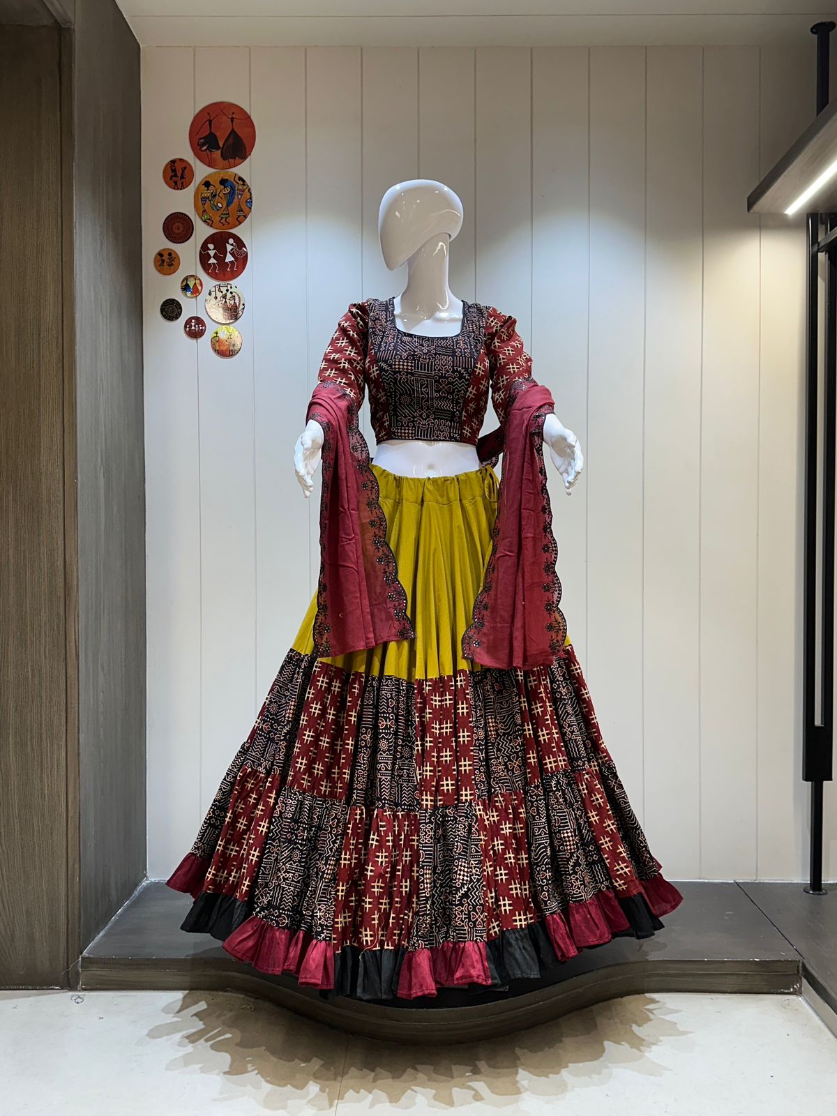 Hooriya Fashions - Pure dhabu cotton chaniya choli with heavy ajrakh print skirt
