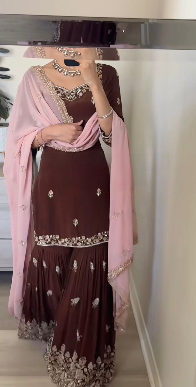 Hooriya Fashions - Designer Party Wear Look Top-Plazzo and Dupatta.