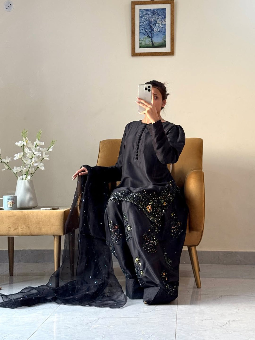 Hooriya Fashions - Silk Top-Bottom And Dupatta Set.