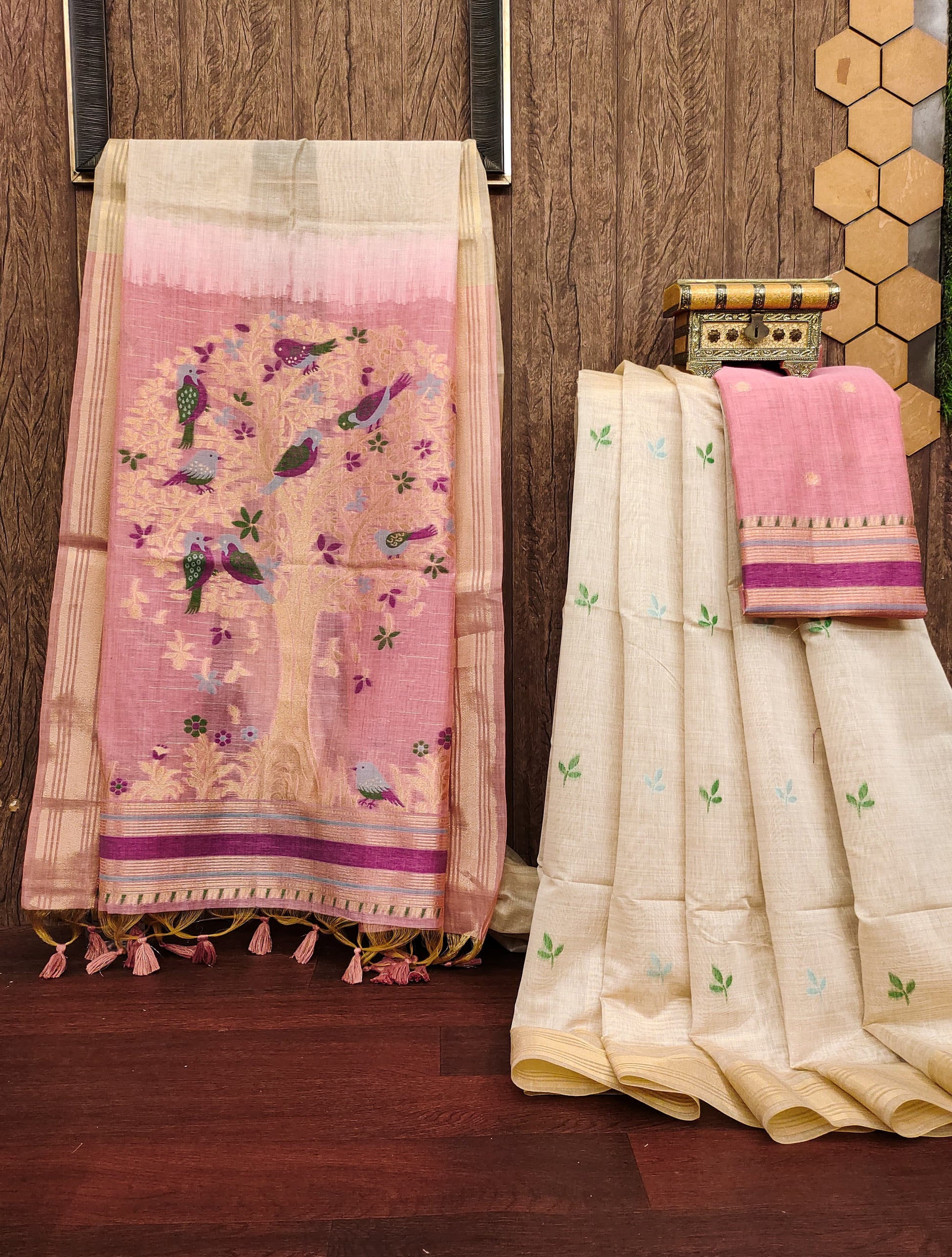 HOORIYA FASHIONS - PREMIUM SOFT MUGA COTTON SAREE.