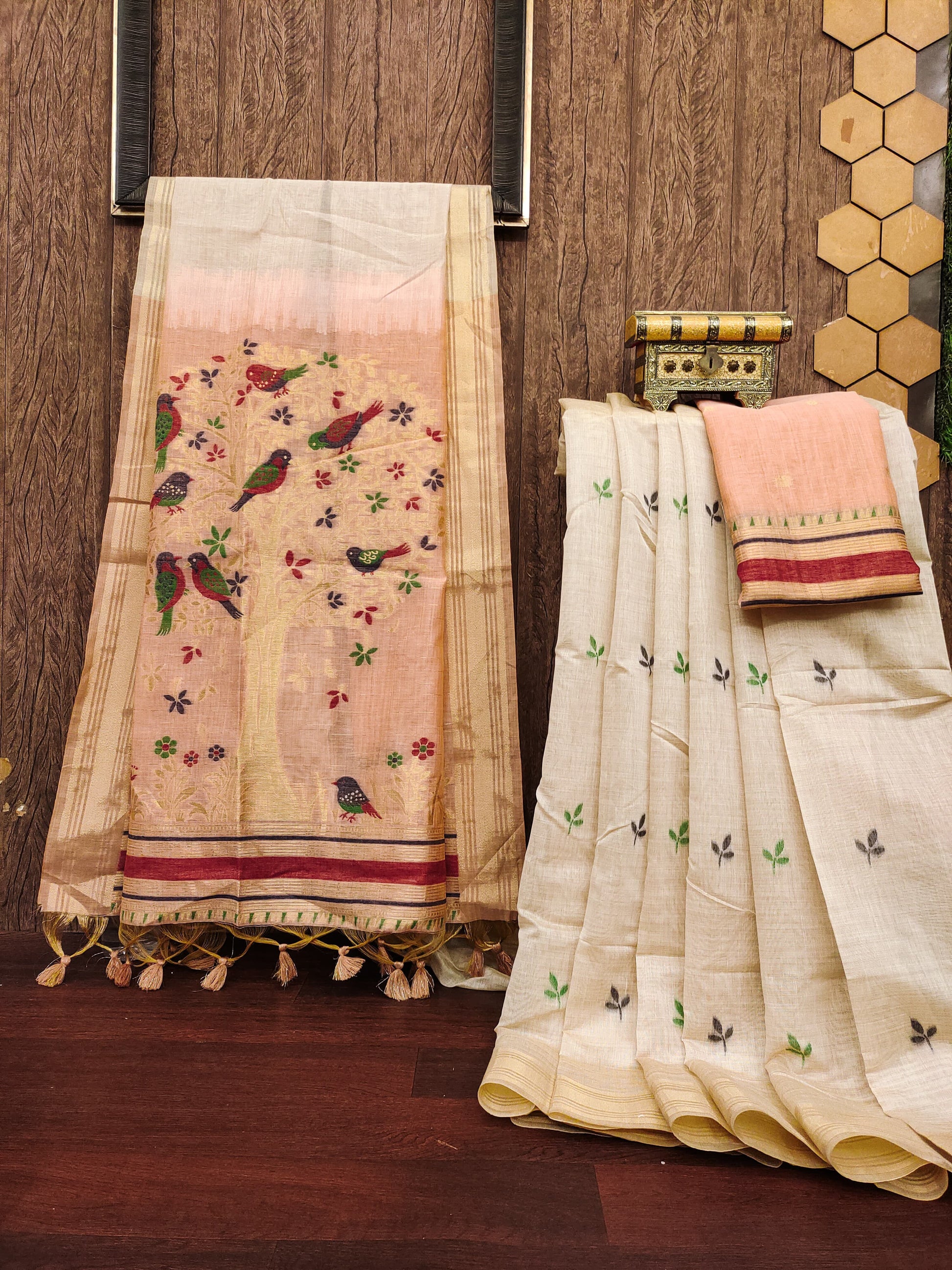 HOORIYA FASHIONS - PREMIUM SOFT MUGA COTTON SAREE.