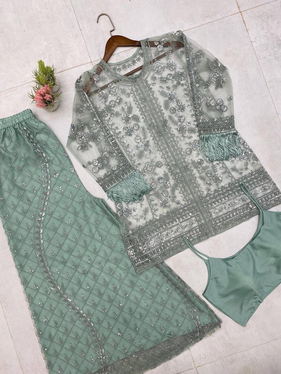 Hooritya Fashions - TOP AND PLAZZO SET