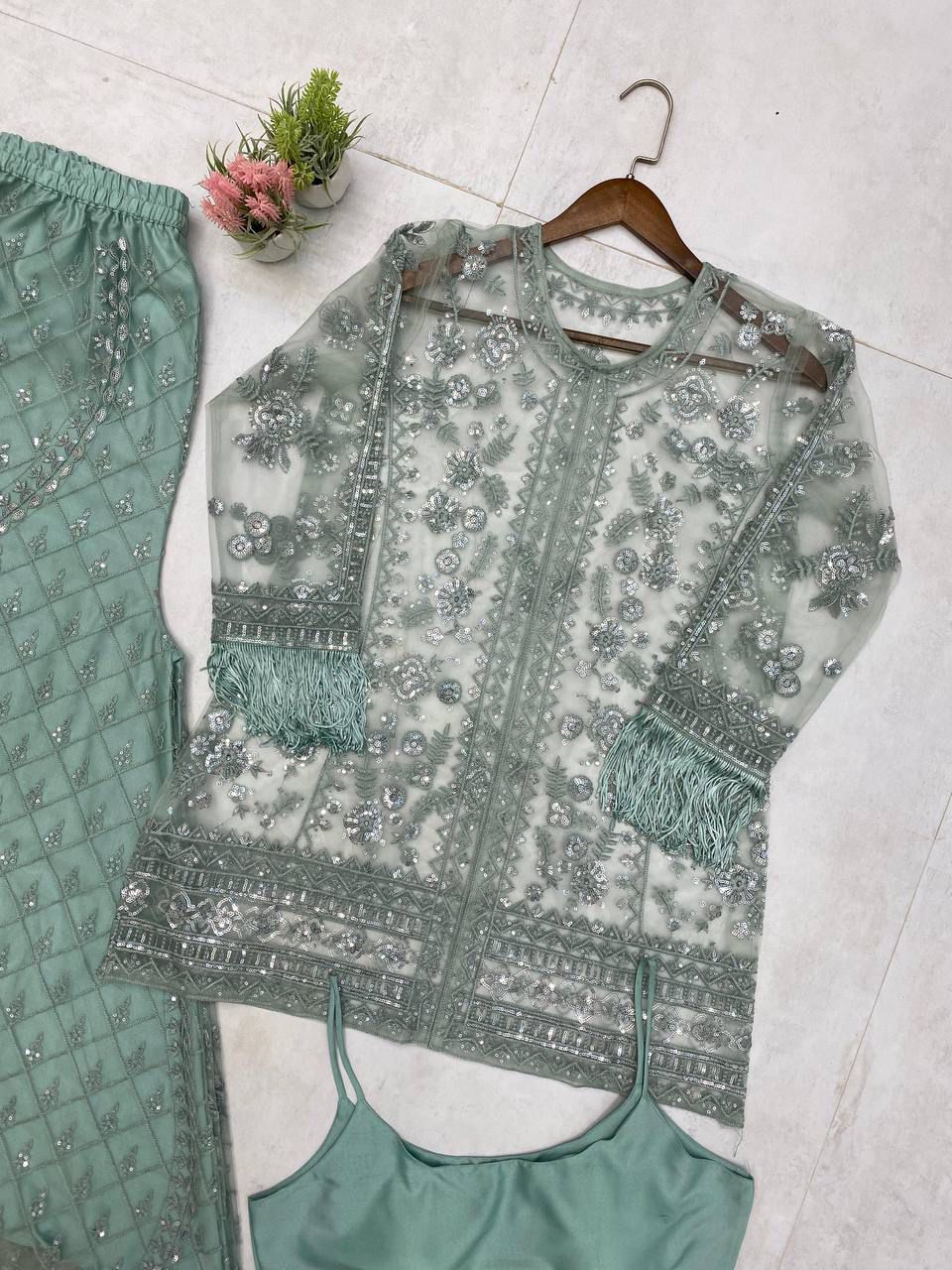Hooritya Fashions - TOP AND PLAZZO SET