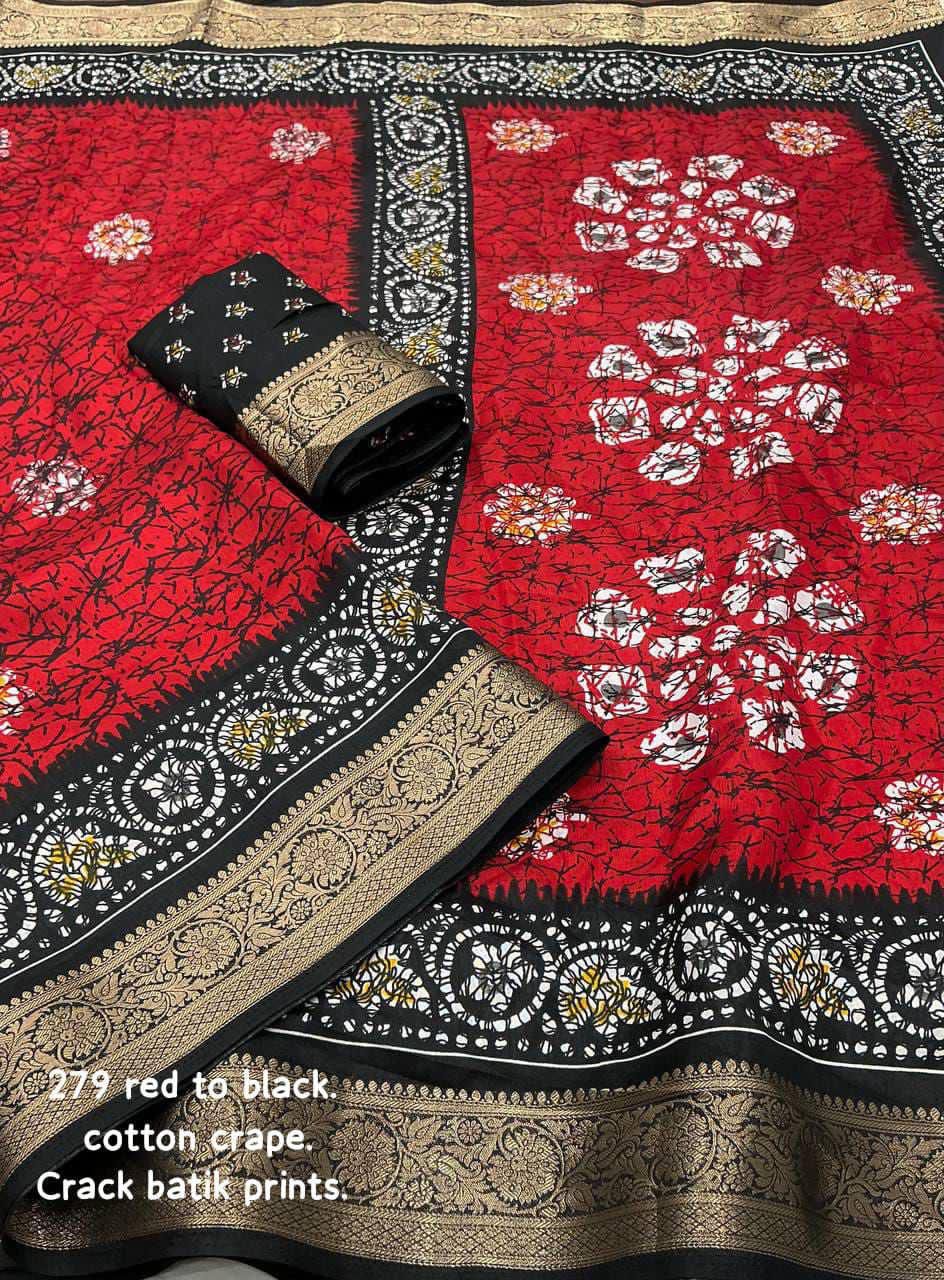 Hooriya Fashions - soft cotton crape with zari woven pattu border Saree.