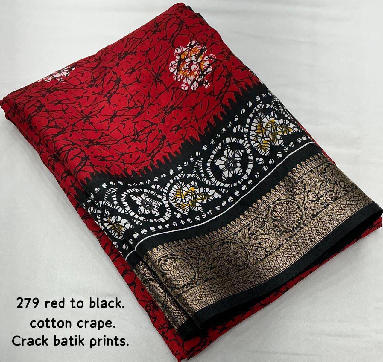 Hooriya Fashions - soft cotton crape with zari woven pattu border Saree.