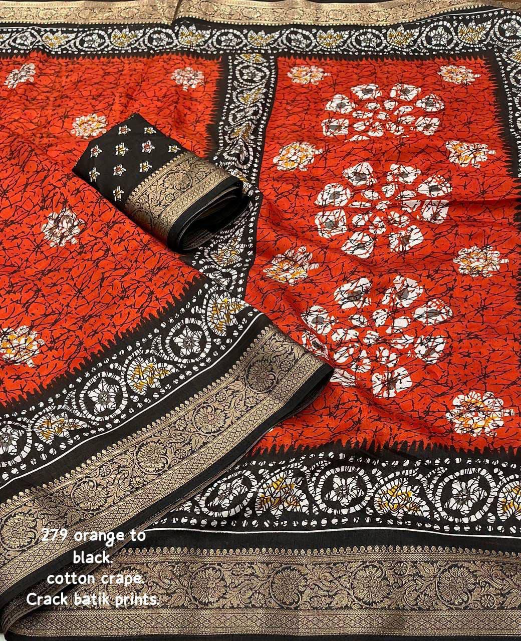 Hooriya Fashions - soft cotton crape with zari woven pattu border Saree.