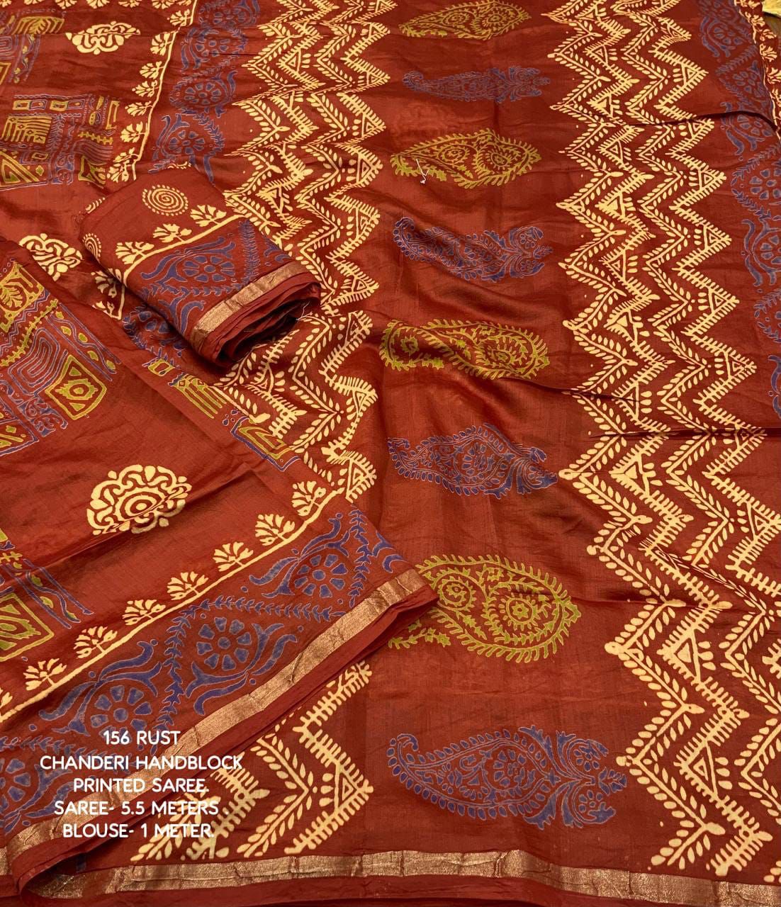 Hooriya Fashions - premium hand block printed ajrakh saree.