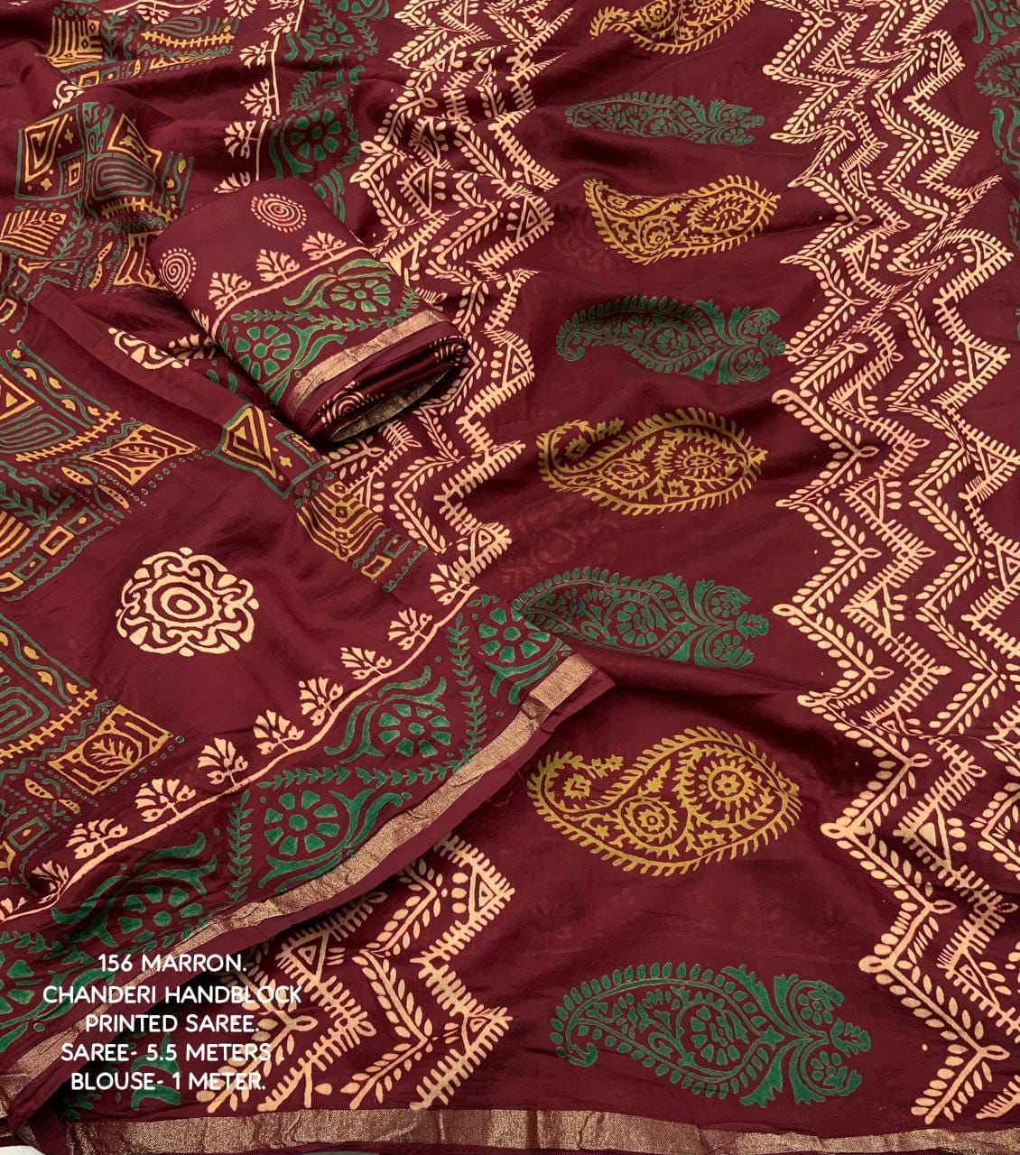 Hooriya Fashions - premium hand block printed ajrakh saree.
