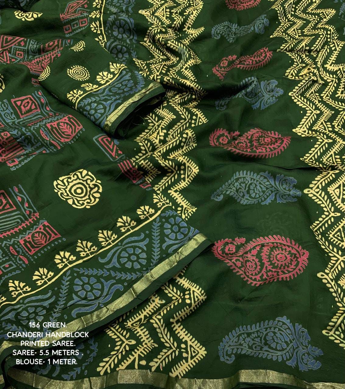 Hooriya Fashions - premium hand block printed ajrakh saree.