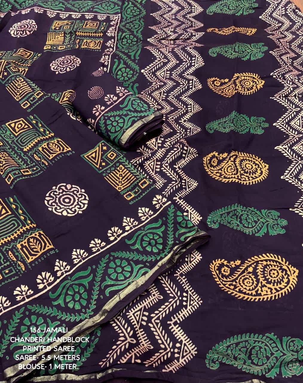 Hooriya Fashions - premium hand block printed ajrakh saree.