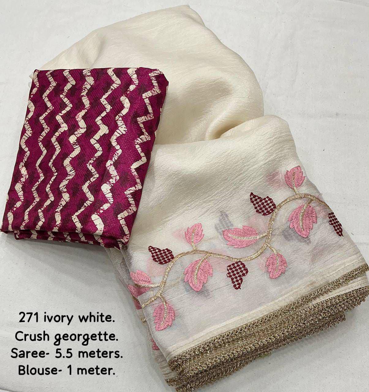 Hooriya Fashions -  premium single color edition deaigner saree.