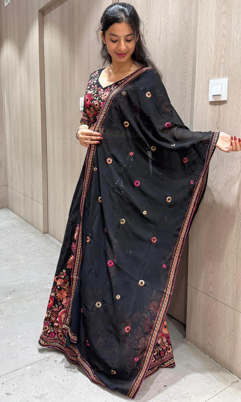 Hooriya Fashions - Georgette Lehenga.