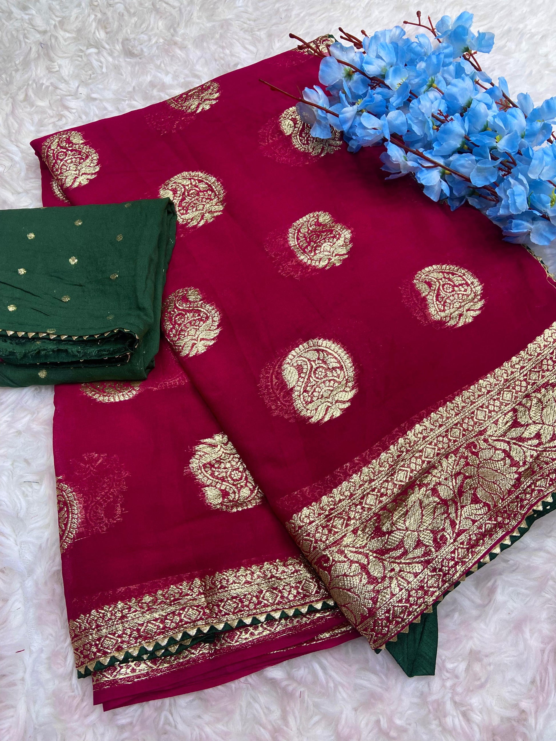 Hooriya fashions -  beautiful soft viscose weaving Georgette saree.