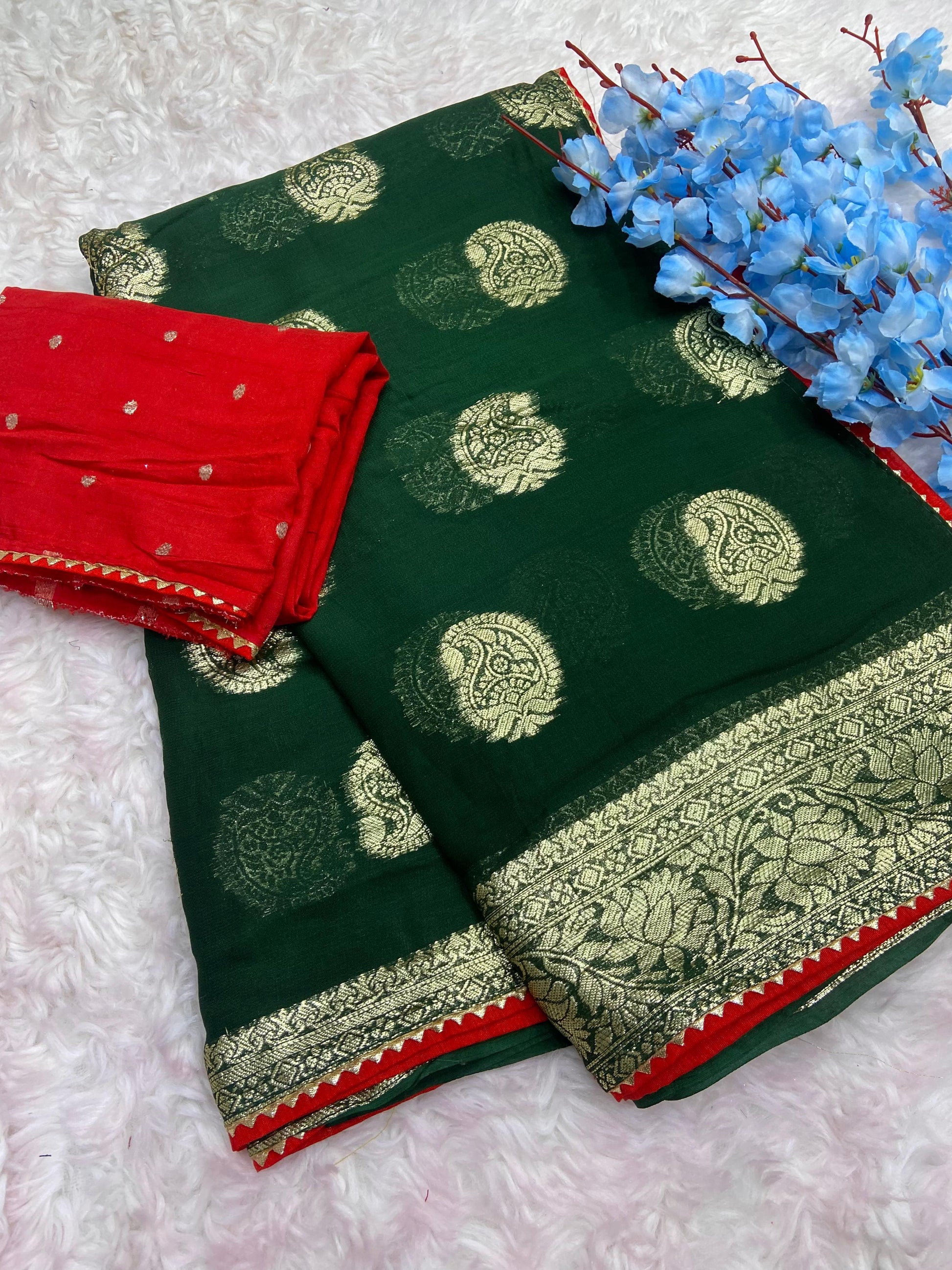 Hooriya fashions -  beautiful soft viscose weaving Georgette saree.