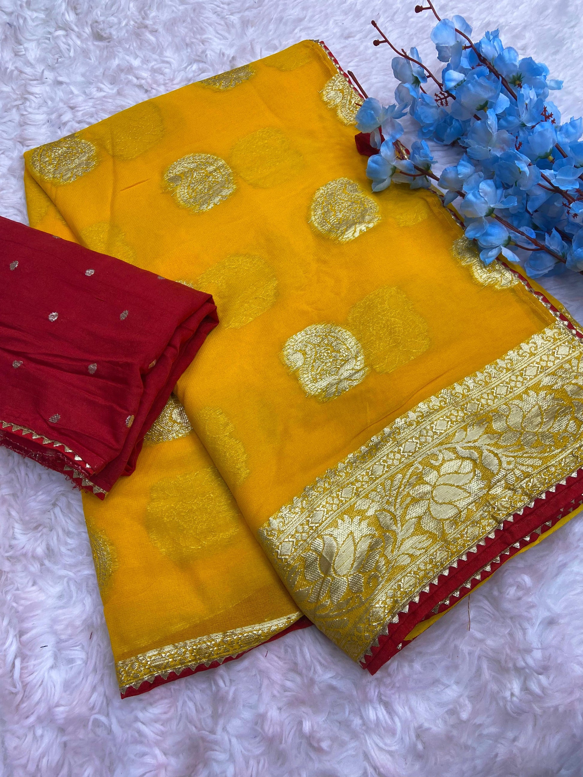 Hooriya fashions -  beautiful soft viscose weaving Georgette saree.
