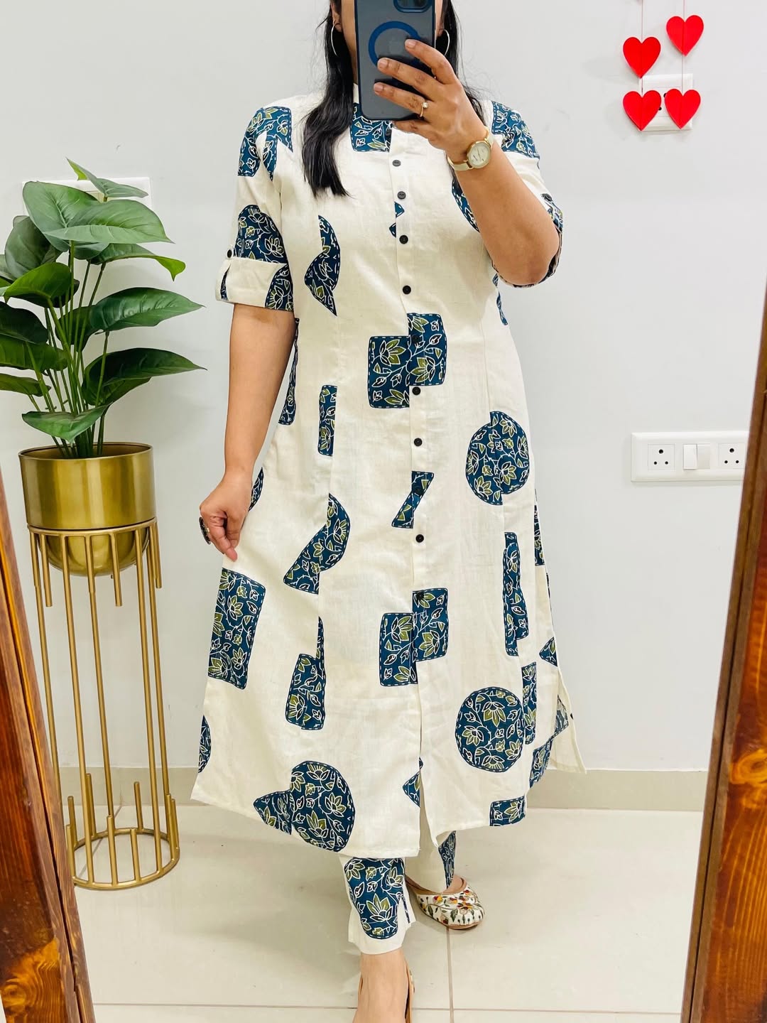 Designer A-Line Cotton Co-Ord Set with Ankle-Length Pants