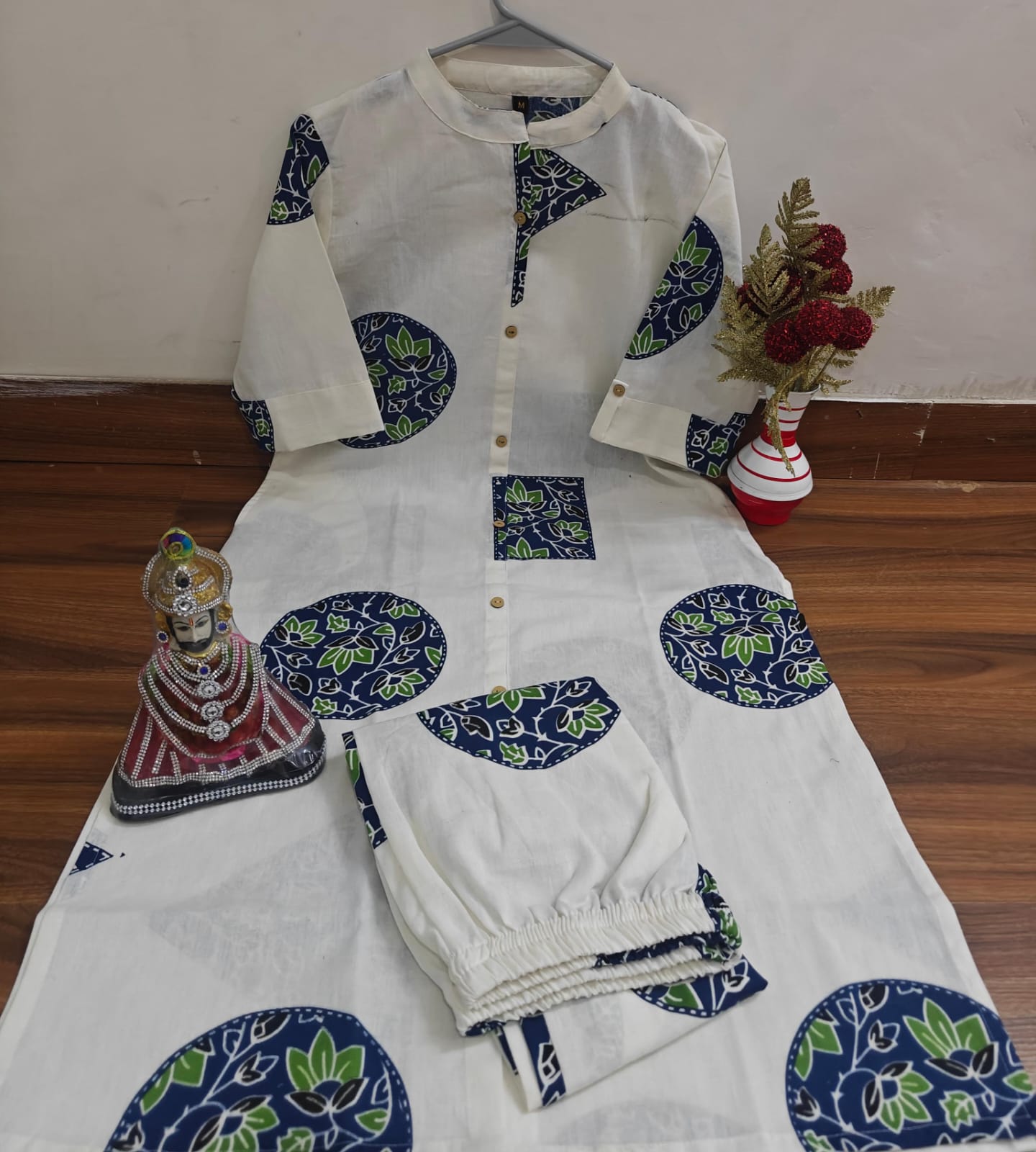 Designer A-Line Cotton Co-Ord Set with Ankle-Length Pants